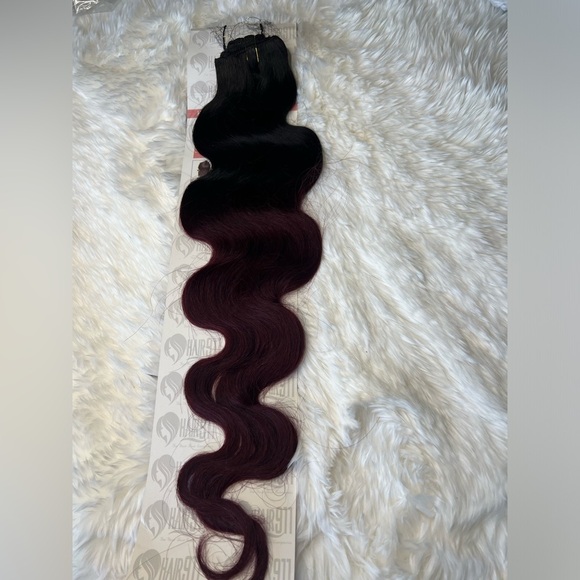 20 Inch Body Wave Black & Red Human hair Clip in Extensions - Picture 4 of 5